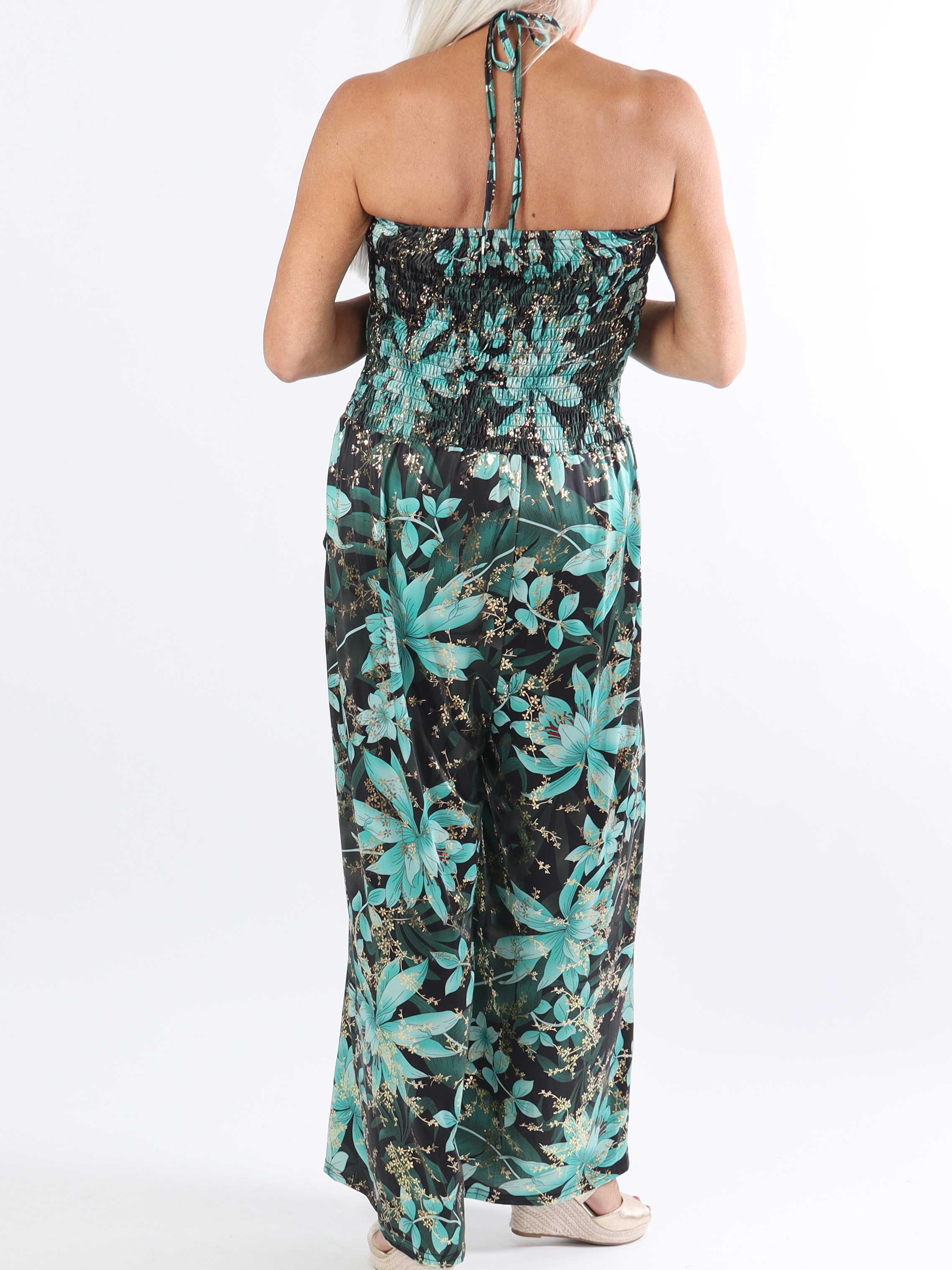 Pams Tube Jumpsuit - Elastisk plus size buksedragt med smock ved brystet